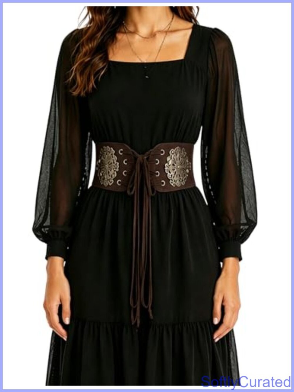 Faux Leather Corset Belt Lace Up Waist Cincher Renaissance Style